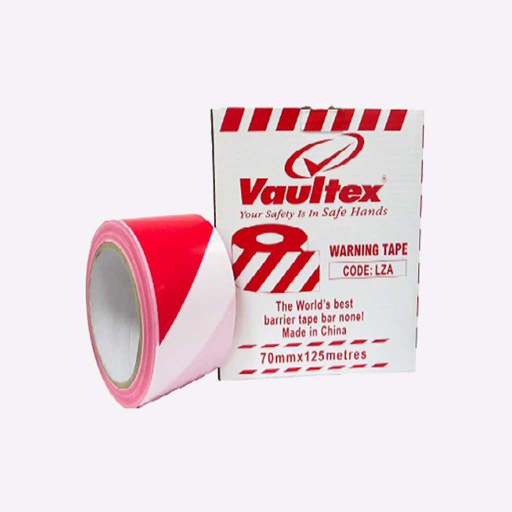 WARNING TAPE RED & WHITE 70MM X 125MTR VAULTEX Plaza Middle East